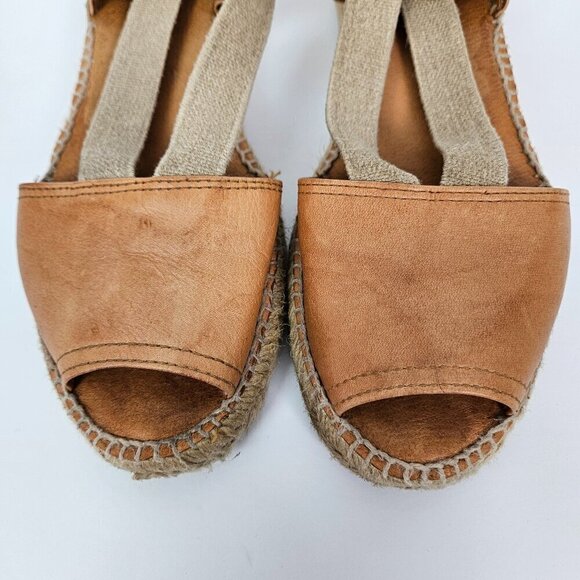 Toni Pons Origens Etna Camel/Tan Leather Espadrille Platform Sandal EU 39/US 8 - Picture 5 of 15